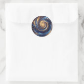 Moderne Abstrakte Space Royal Blue und Gold Wirbel Runder Aufkleber (Tasche)