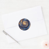 Moderne Abstrakte Space Royal Blue und Gold Wirbel Runder Aufkleber (Umschlag)