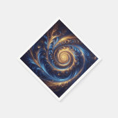 Moderne Abstrakte Space Royal Blue und Gold Wirbel Serviette (Ecke)