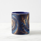 Moderne Abstrakte Space Royal Blue und Gold Wirbel Tasse (Zentrum)