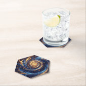 Moderne Abstrakte Space Royal Blue und Gold Wirbel Untersetzer (Vor Ort)