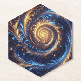 Moderne Abstrakte Space Royal Blue und Gold Wirbel Untersetzer
