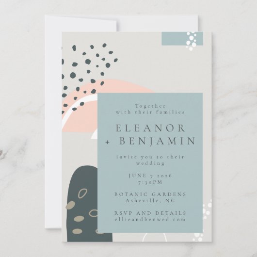 Moderne Abstrakte, spielerische Pastel Abstrakte H Einladung (Vorderseite)