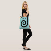 Moderne Abstrakte Spirale auf Aquamarin Tasche (Am Model)