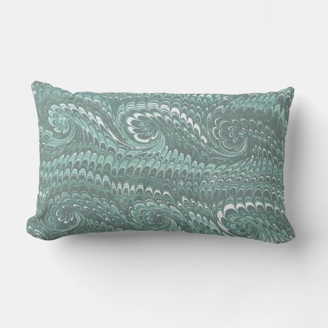 Moderne Abstrakte Stahlblau-Wirbel - Marmormuster Lendenkissen (Vorderseite)