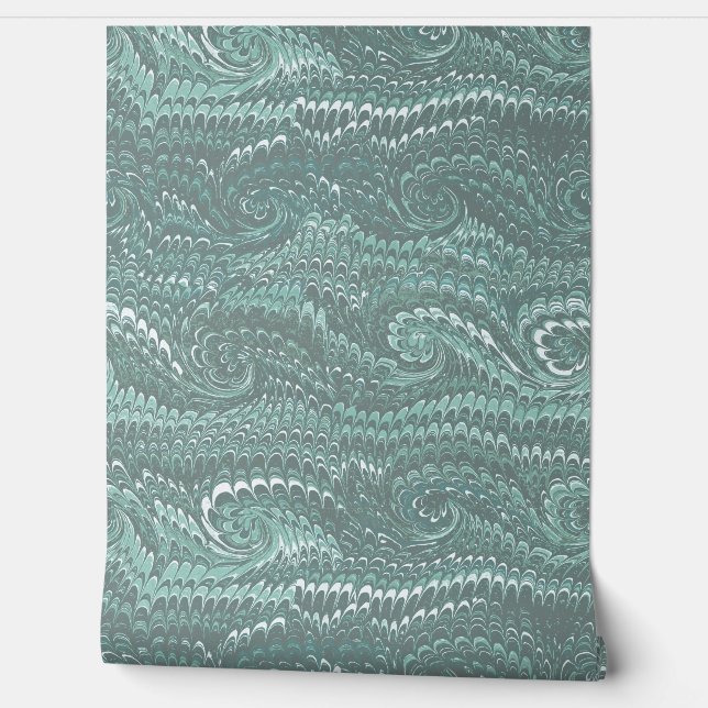 Moderne Abstrakte Stahlblau-Wirbel - Marmormuster Tapete (Abrollen)