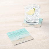 Moderne Abstrakte Strandhochzeit Save the Date Rechteckiger Pappuntersetzer (Vor Ort)