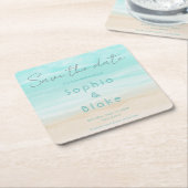 Moderne Abstrakte Strandhochzeit Save the Date Rechteckiger Pappuntersetzer (angewinkelt)