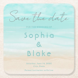 Moderne Abstrakte Strandhochzeit Save the Date Rechteckiger Pappuntersetzer