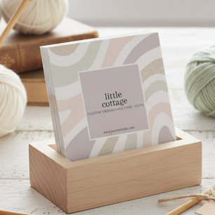 Moderne abstrakte Strick-Crochet-Garn Handarbeit Quadratische Visitenkarte
