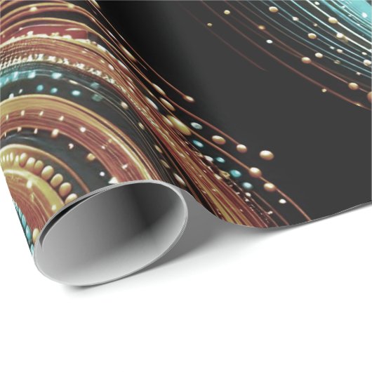 Moderne Abstrakte Swirl Dots Blue Ginger Black Geschenkpapier (Rolleneckpunkt)