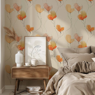 Moderne Abstrakte Tapete Creme Orange