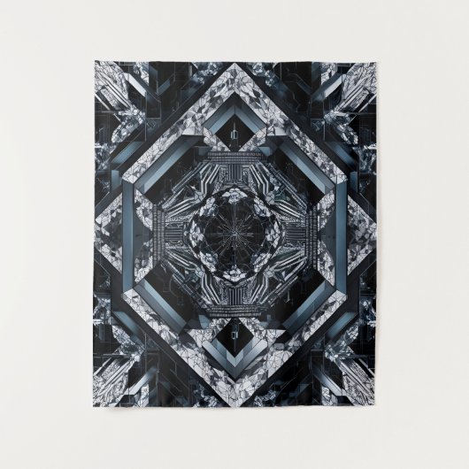 Moderne Abstrakte Technik: Geo-Cyberpunk ZX-91 Wandteppich (Vorderseite)