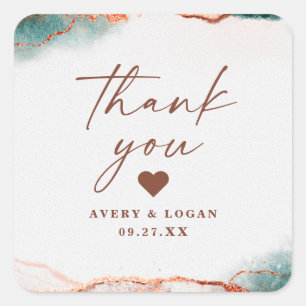 Moderne Abstrakte Terra Cotta Hochzeit im Herbst V Quadratischer Aufkleber