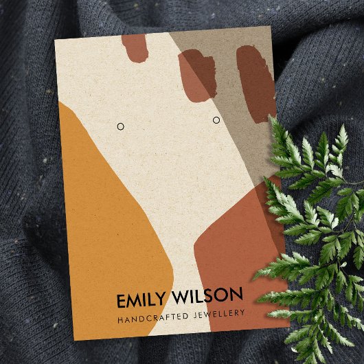 MODERNE ABSTRAKTE TERRACOTTA ART EARRING DISPLAY VISITENKARTE