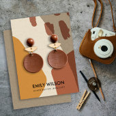 MODERNE ABSTRAKTE TERRACOTTA ART EARRING DISPLAY VISITENKARTE