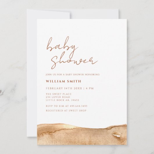 Moderne Abstrakte Terracotta-Babydusche Einladung (Vorderseite)