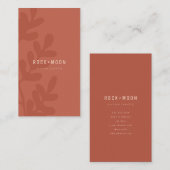 Moderne Abstrakte Terracotta Brown Botanische Blät Visitenkarte (Vorne/Hinten)