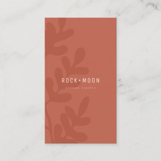 Moderne Abstrakte Terracotta Brown Botanische Blät Visitenkarte (Vorderseite)