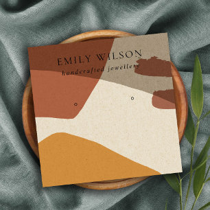MODERNE ABSTRAKTE TERRACOTTA RED ART EARRING DISPL QUADRATISCHE VISITENKARTE