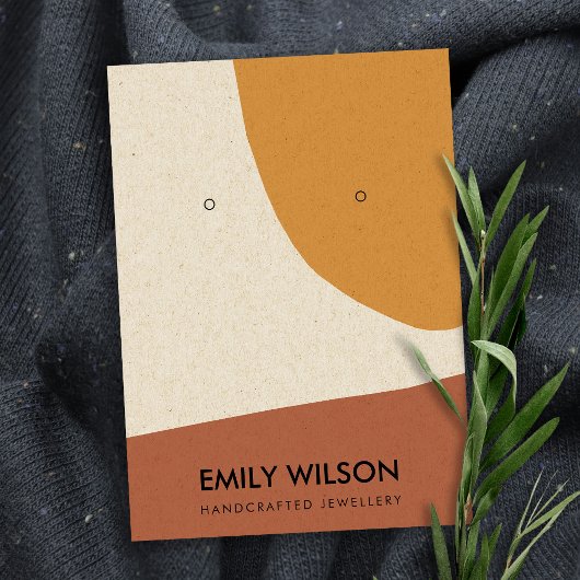 MODERNE ABSTRAKTE TERRACOTTA RED ART EARRING DISPL VISITENKARTE