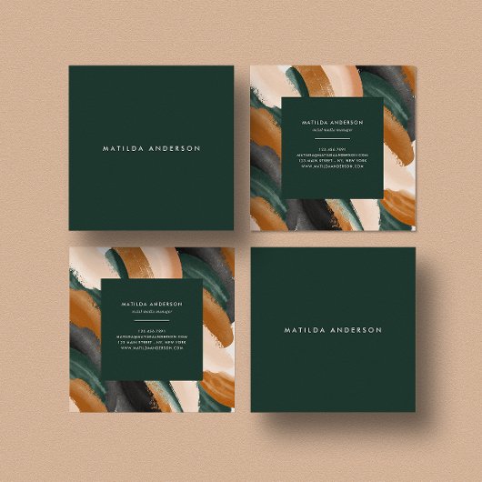 Moderne, abstrakte Terrakotta Quadratische Visitenkarte