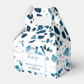 Moderne Abstrakte Terrazzo Mosaic Blue Wedding Geschenkschachtel (Vorderseite)