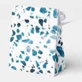 Moderne Abstrakte Terrazzo Mosaic Blue Wedding Geschenkschachtel (Rückseite)