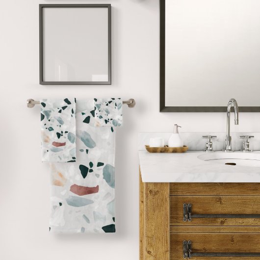 Moderne abstrakte Terrazzo-Muster Badhandtuch Set