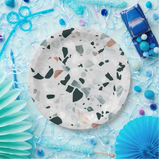 Moderne abstrakte Terrazzo-Muster Pappteller (Party)