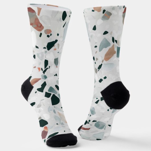Moderne abstrakte Terrazzo-Muster Socken (Gewinkelt)