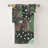 Moderne abstrakte Terrazzo- und botanische Collage Badhandtuch Set (Insitu)
