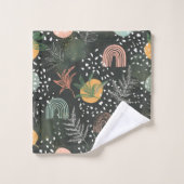 Moderne abstrakte Terrazzo- und botanische Collage Badhandtuch Set (Waschlappen)