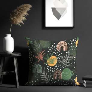 Moderne abstrakte Terrazzo- und botanische Collage Kissen