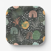 Moderne abstrakte Terrazzo- und botanische Collage Pappteller (Vorderseite)