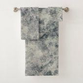 Moderne Abstrakte Textur Graulavender Sage Green Badhandtuch Set (Insitu)