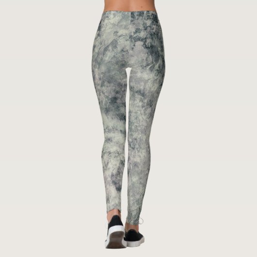 Moderne Abstrakte Textur Graulavender Sage Green Leggings (Rückseite)