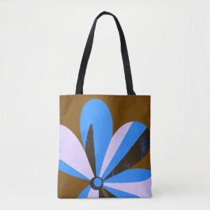Moderne abstrakte Tote-Tasche mit blauer Blütenfor Tasche