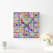 Moderne Abstrakte Trendfarben Quadratische Wanduhr (Zuhause)