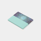 Moderne abstrakte trendige blaue Blumen-Fraktal-Ku Post-it Klebezettel (angewinkelt)