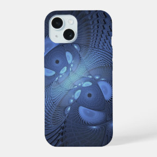 Moderne abstrakte trendige Dämmerung-Blau-Fraktal- iPhone 15 Hülle