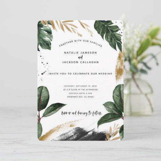 Moderne abstrakte Tropenhochzeit (Stehend Vorderseite)