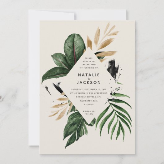 Moderne abstrakte Tropenhochzeit (Vorderseite)