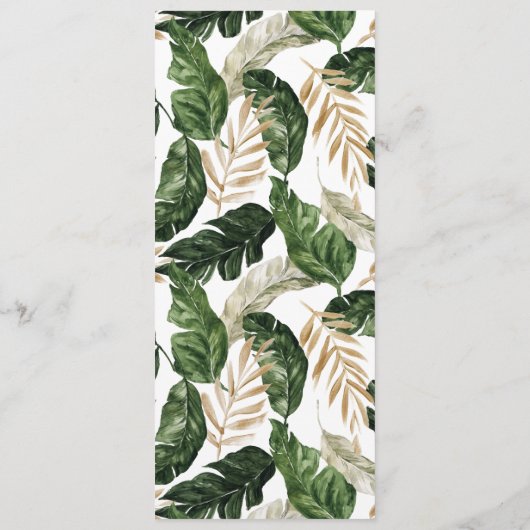 Moderne abstrakte Tropenhochzeit Menükarte (Rückseite)