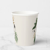 Moderne abstrakte Tropenhochzeit Pappbecher (Rechts)