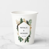 Moderne abstrakte Tropenhochzeit Pappbecher (Vorderseite)