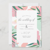 Moderne Abstrakte tropische Blätter Hochzeit Einladung (Vorderseite)