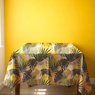 Moderne abstrakte tropische Blätter & Punkte Tischdecke