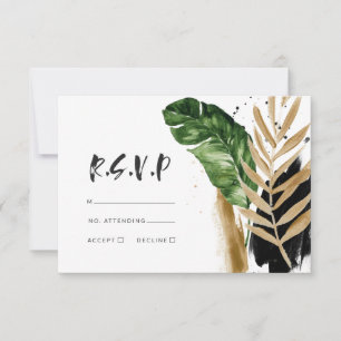 Moderne abstrakte, tropische Hochzeit RSVP Karte