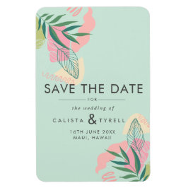 Moderne Abstrakte tropische Neo Mint & Pink Rettet Magnet